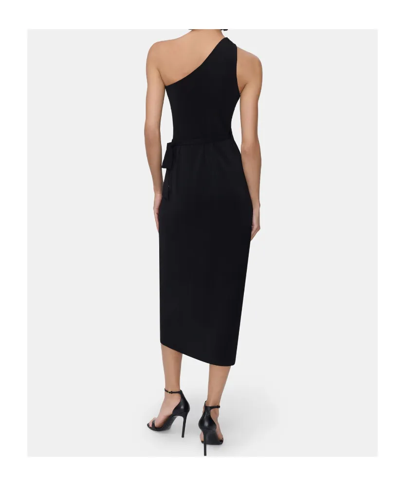 One-Shoulder Wrap Midi Dress