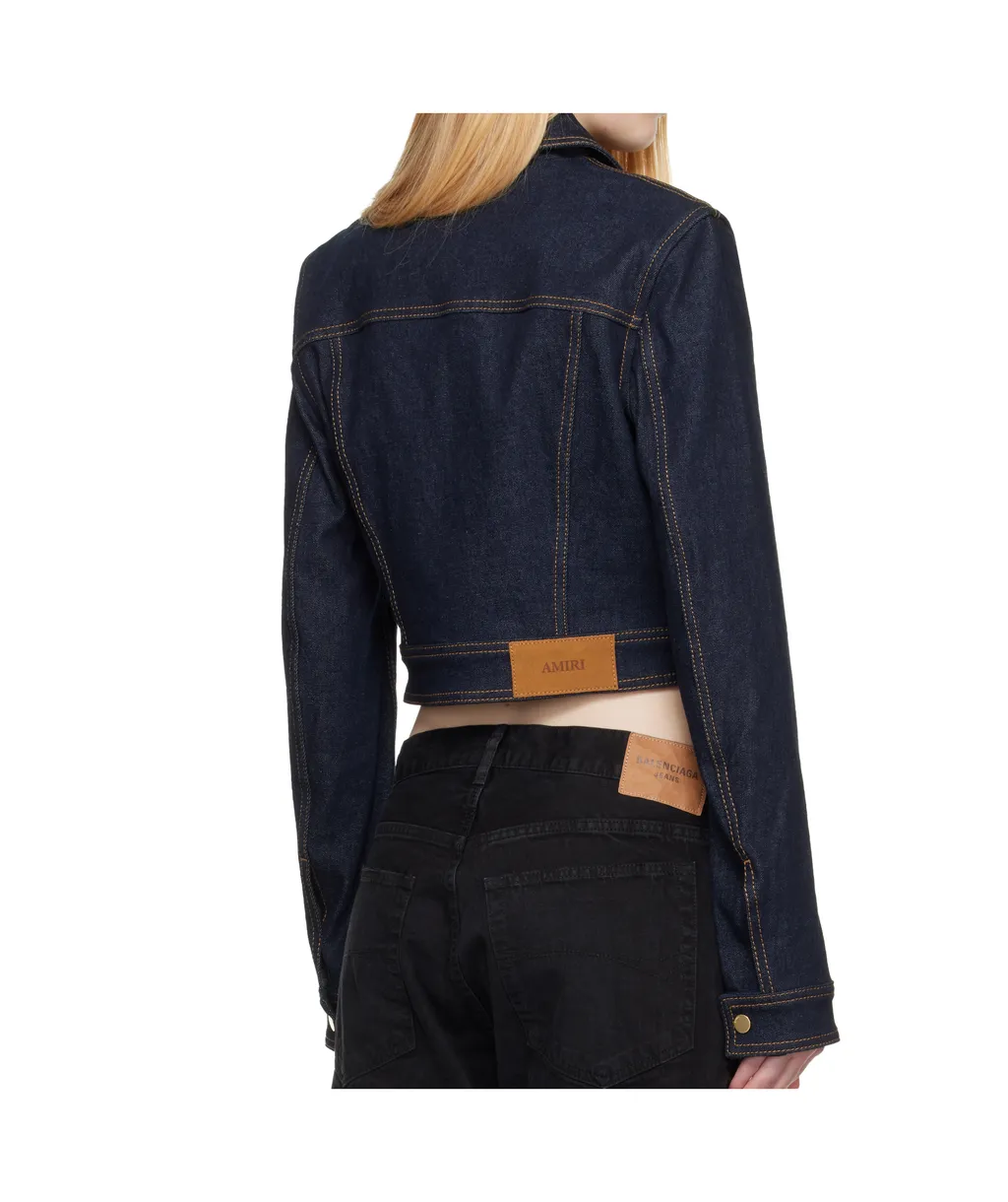 Zip-Up Cropped Denim Jacket