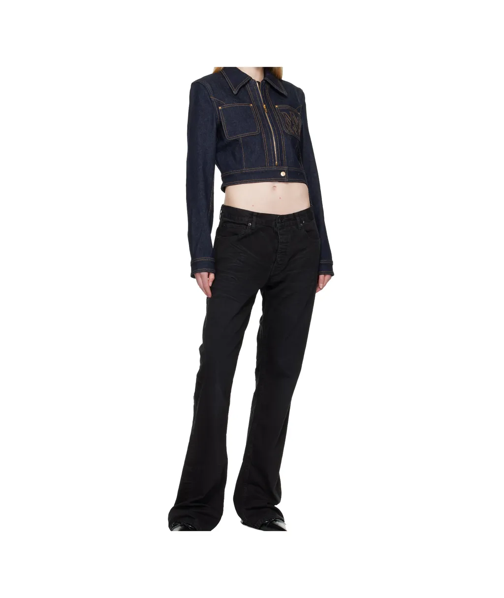 Zip-Up Cropped Denim Jacket
