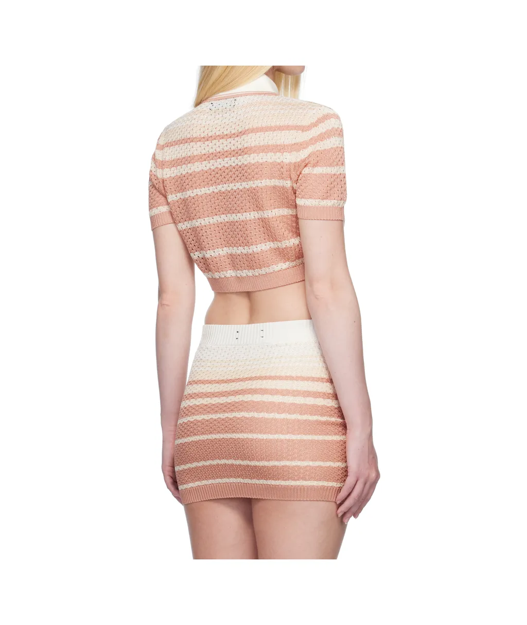 Striped Cropped Polo Shirt