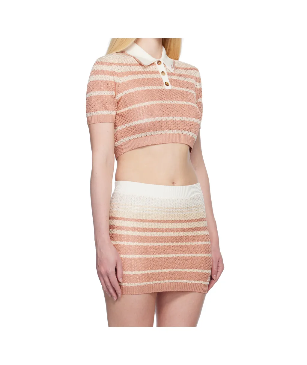 Striped Cropped Polo Shirt