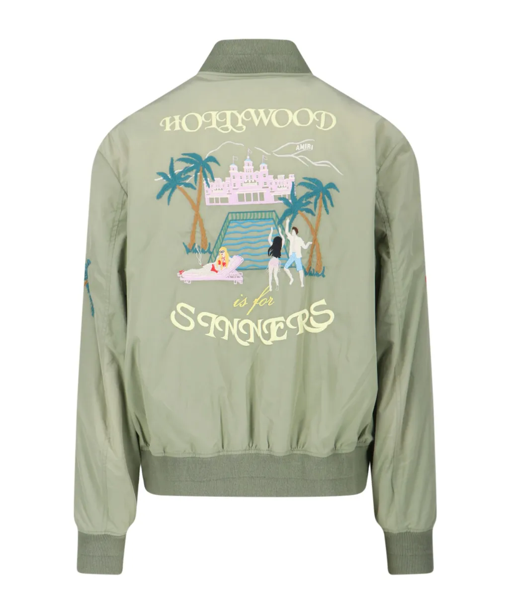 Zip-Up Embellished Bomber Jacket