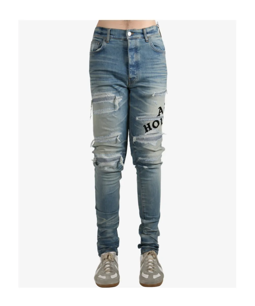 Distressed Embroidered Jeans