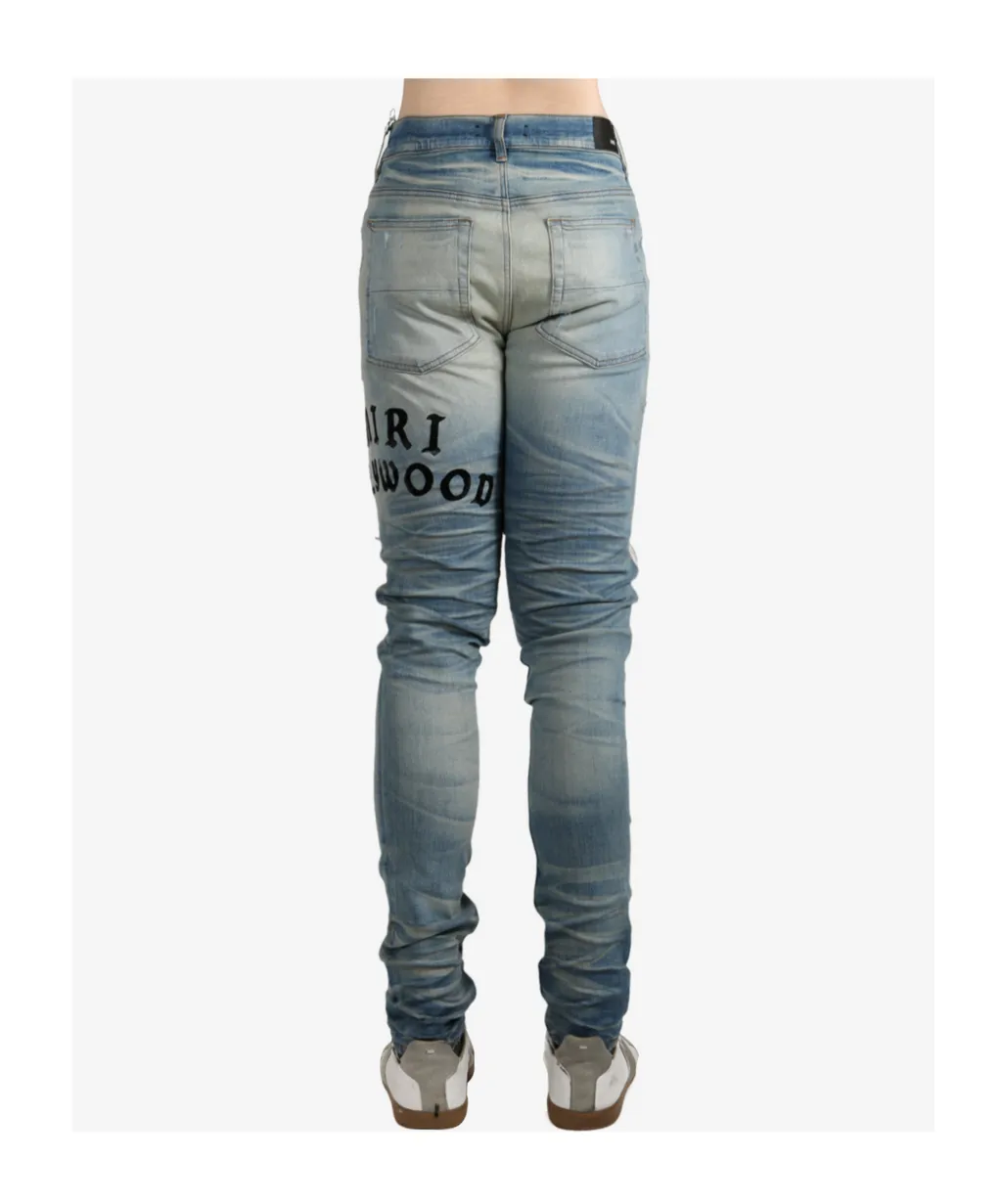 Distressed Embroidered Jeans