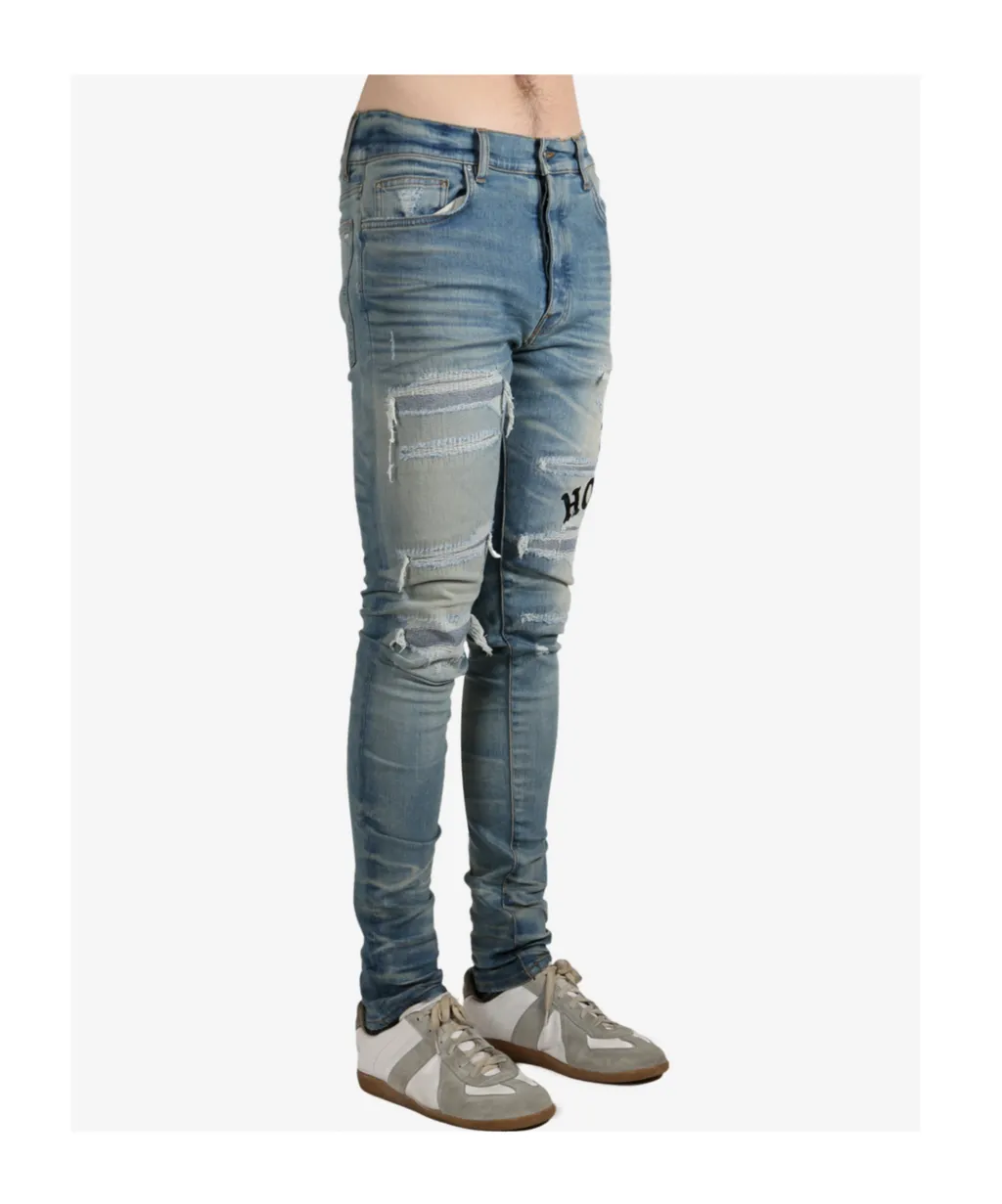 Distressed Embroidered Jeans