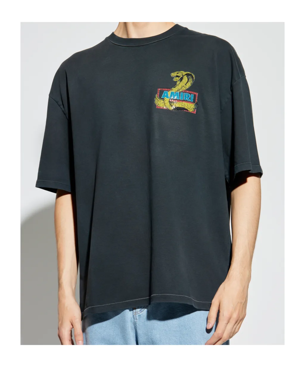 Snake-Print Cotton T-Shirt