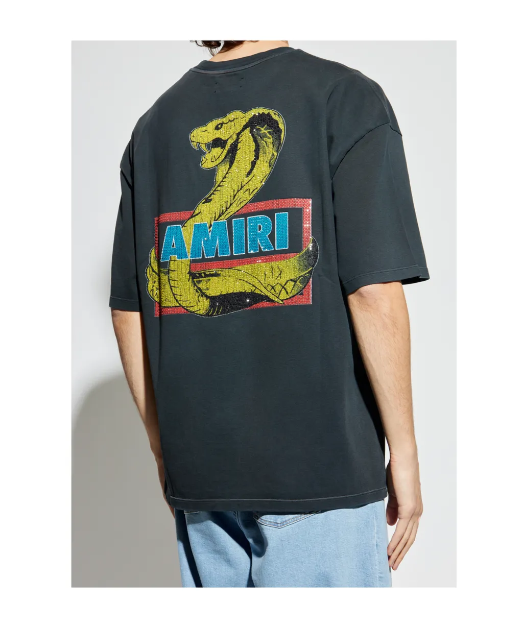Snake-Print Cotton T-Shirt