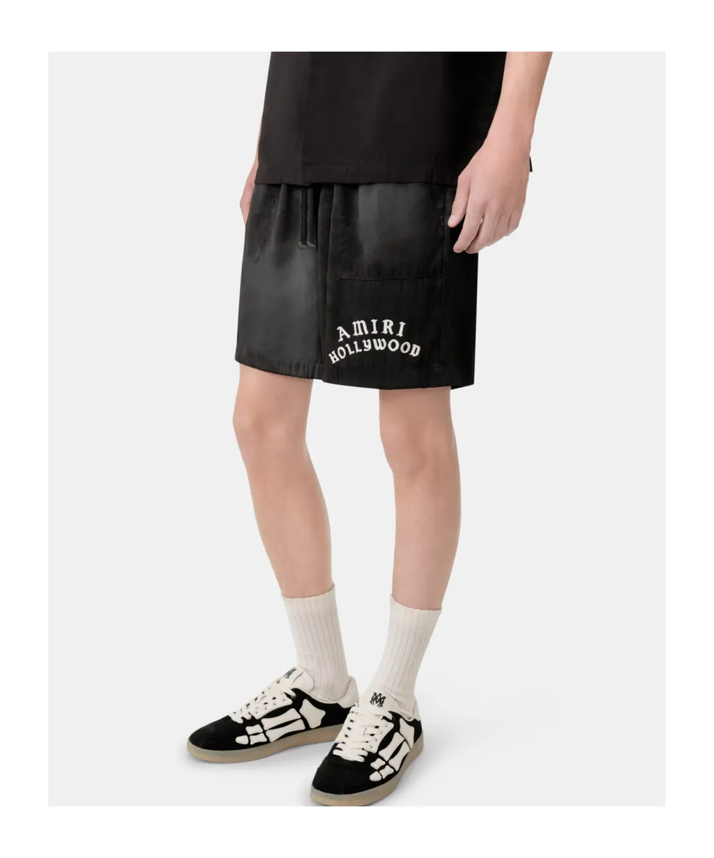 Hollywood Logo Embroidered Silk Shorts