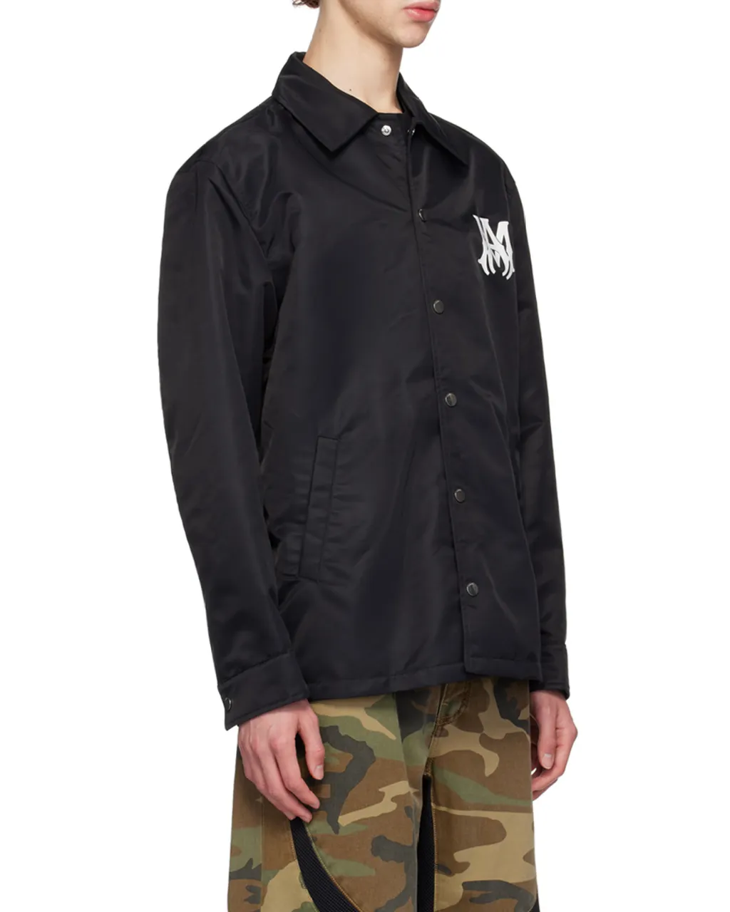 Ma Printed Buttoned Straight Hem Jacket