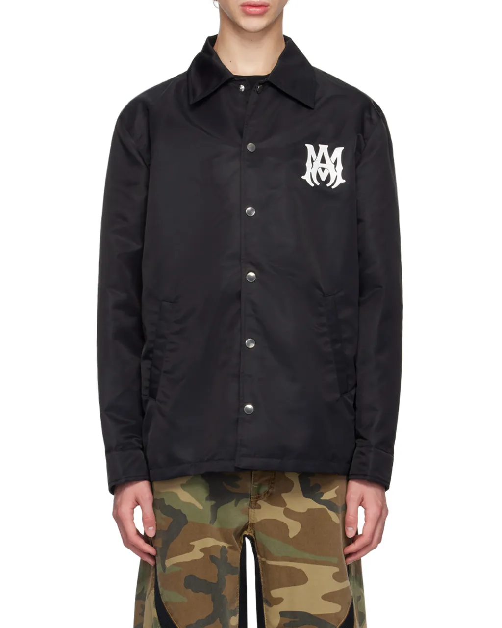Ma Printed Buttoned Straight Hem Jacket