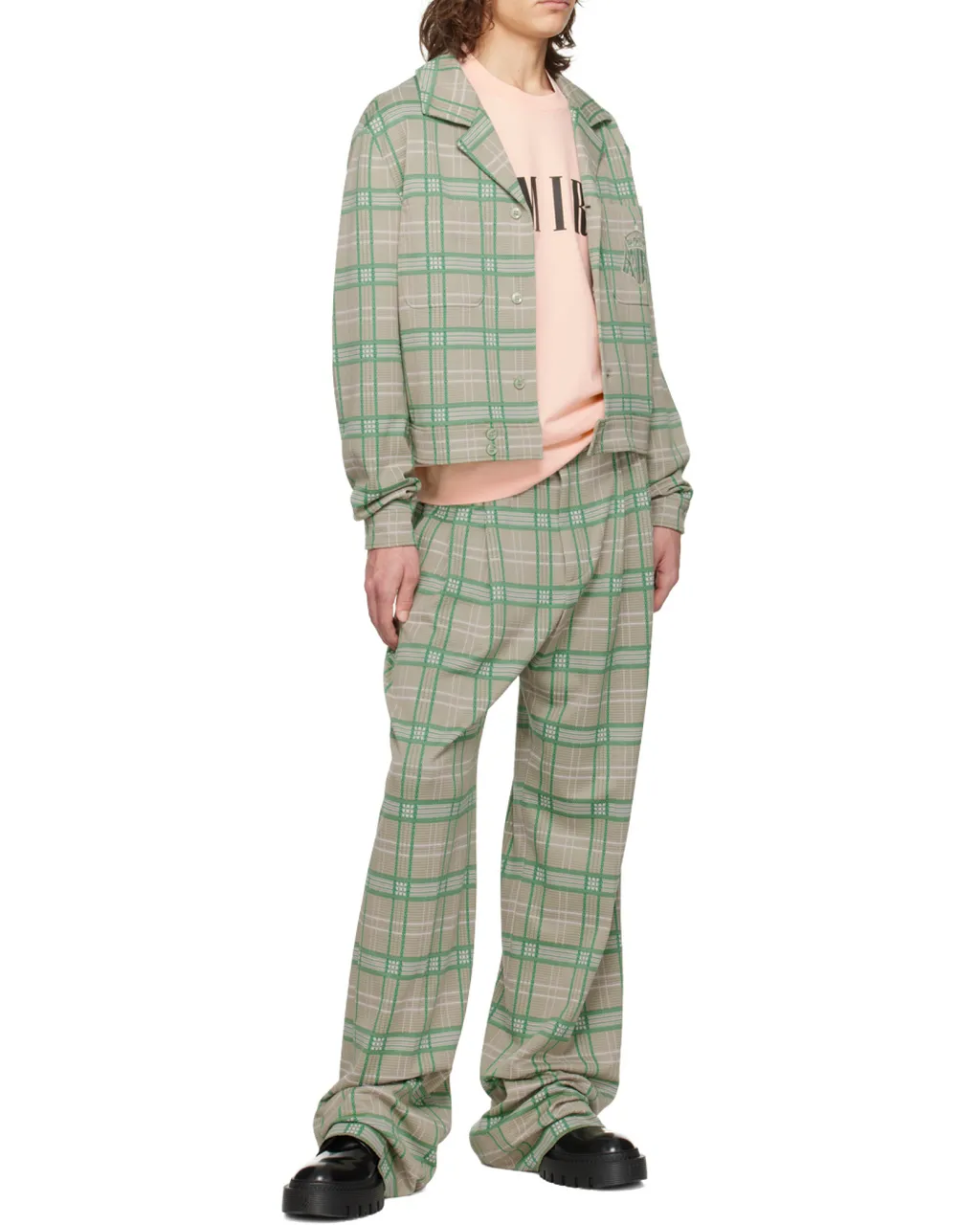 Double Pleat Checked Casual Pants