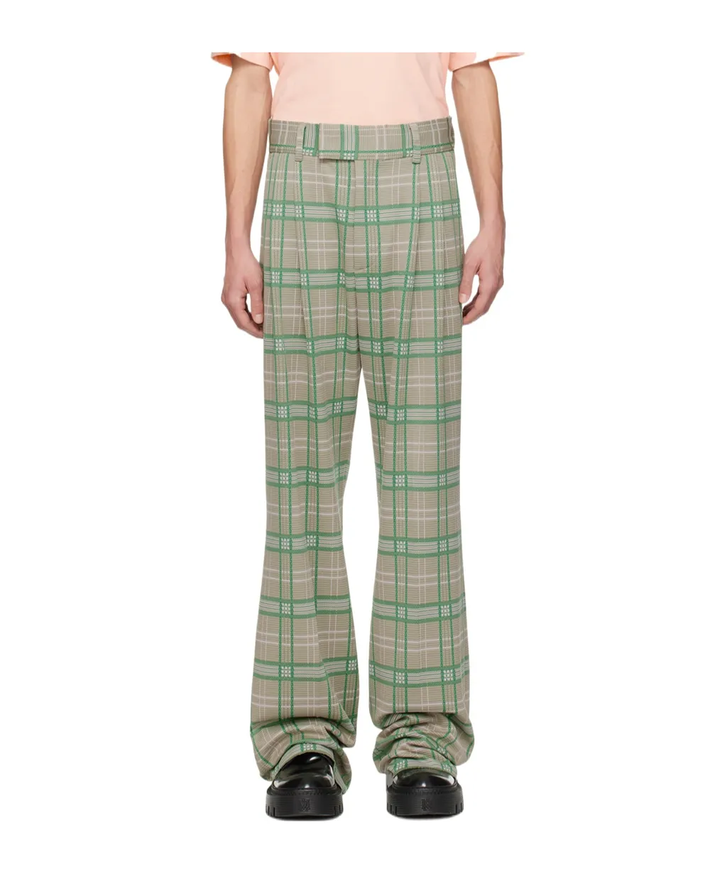 Double Pleat Checked Casual Pants