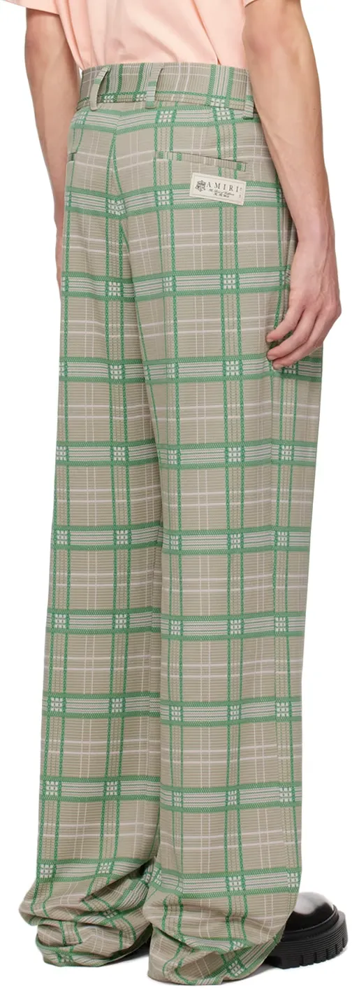 Double Pleat Checked Casual Pants