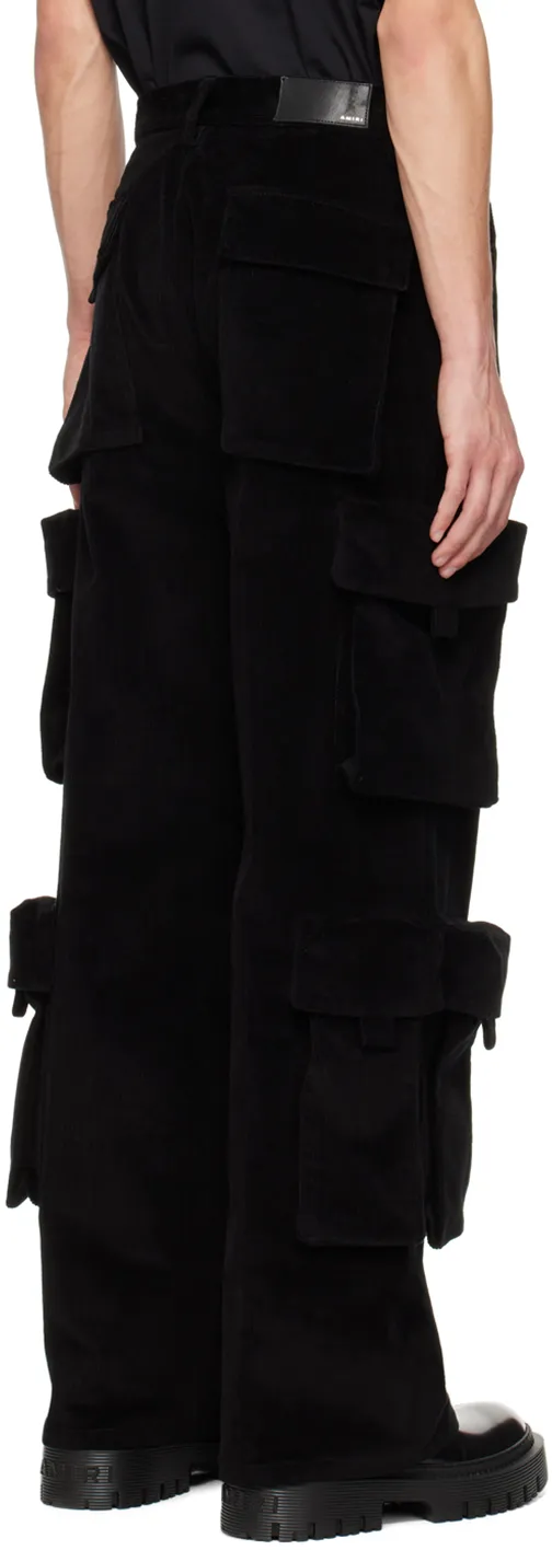 Mid-Rise Wide-Leg Corduroy Cargo Trousers