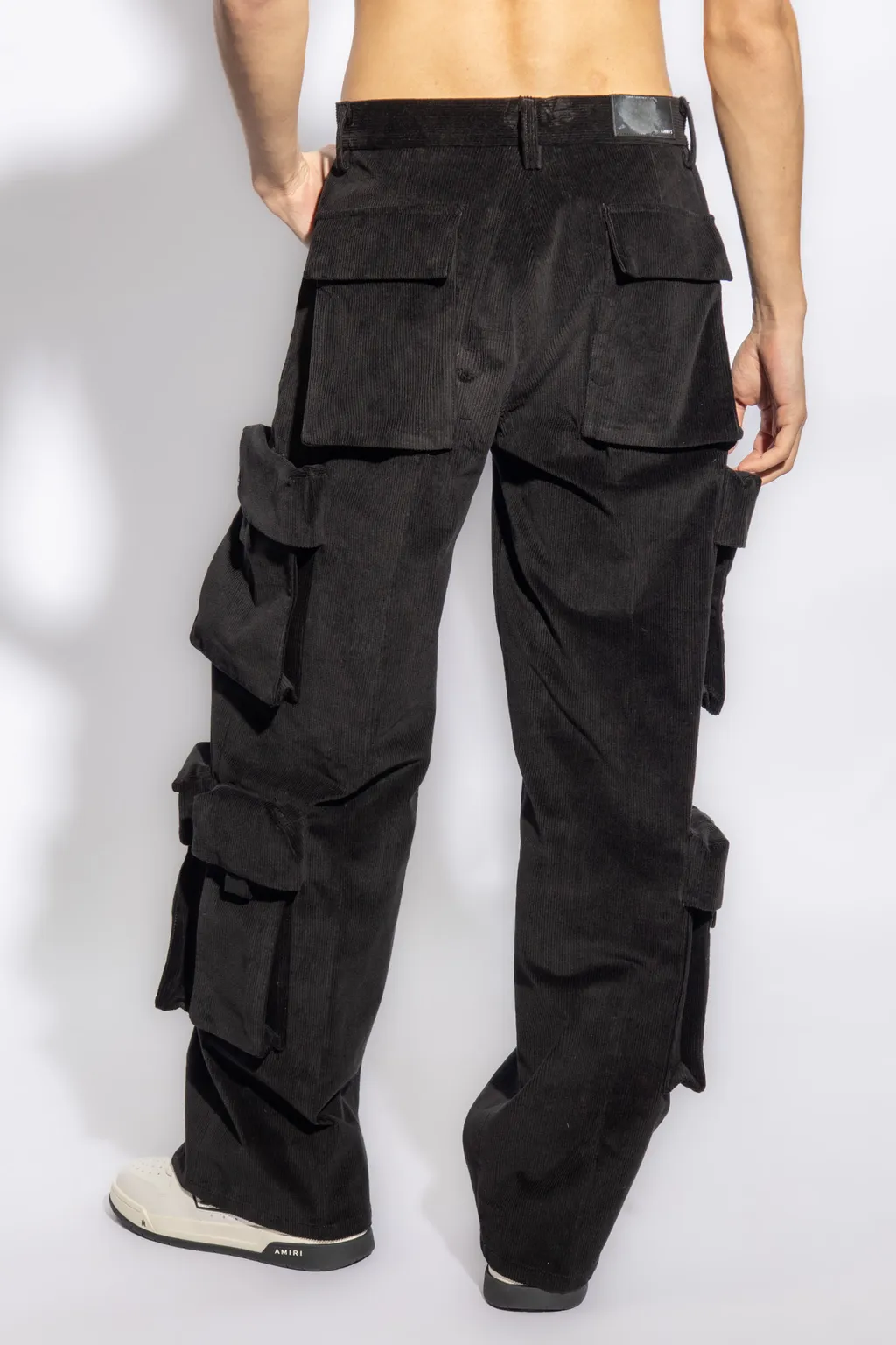 Mid-Rise Wide-Leg Corduroy Cargo Trousers