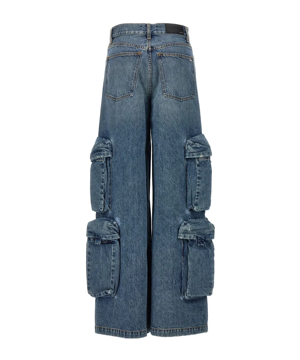Multi-Pocket Zipper Denim Trousers