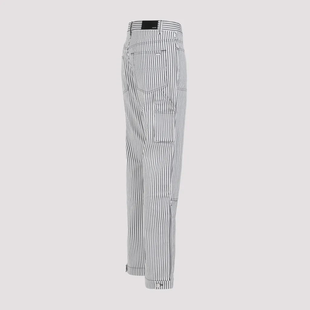 Logo Patch Straight-Leg Striped Trousers
