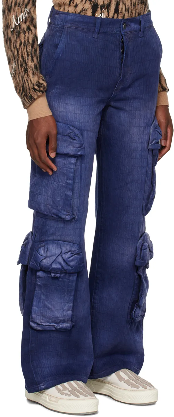 Logo-Jacquard Cotton Cargo Jeans