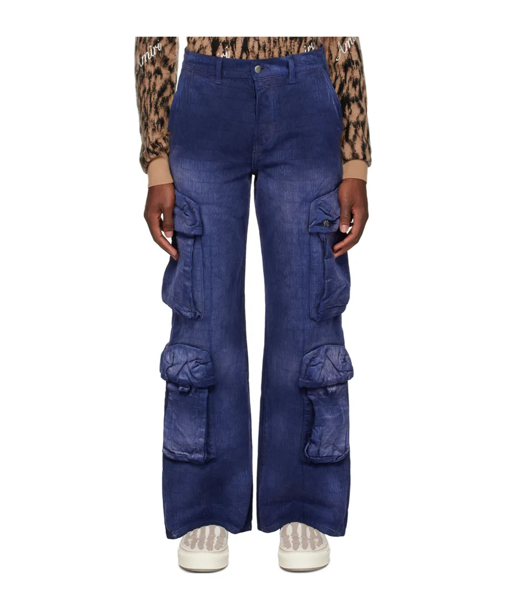 Logo-Jacquard Cotton Cargo Jeans