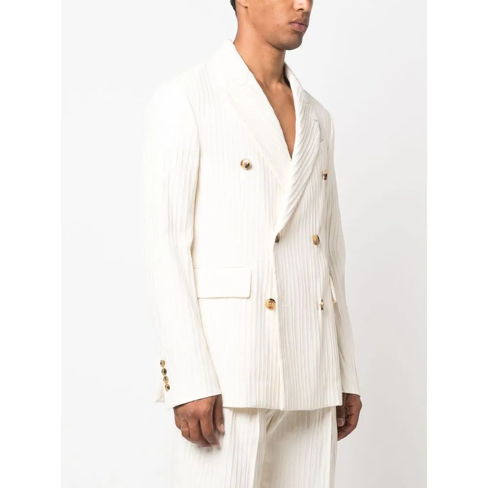 Striped Double-Breasted Tailored Blazer