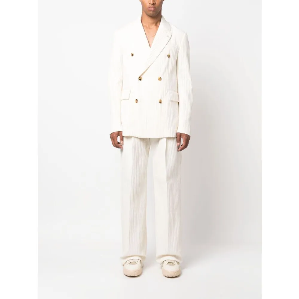 Striped Double-Breasted Tailored Blazer