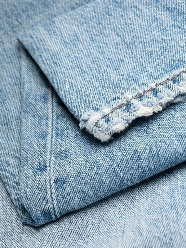 Logo Patch Washed Straight-Leg Jeans