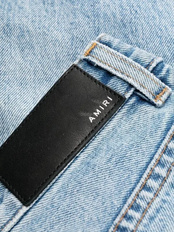 Logo Patch Washed Straight-Leg Jeans