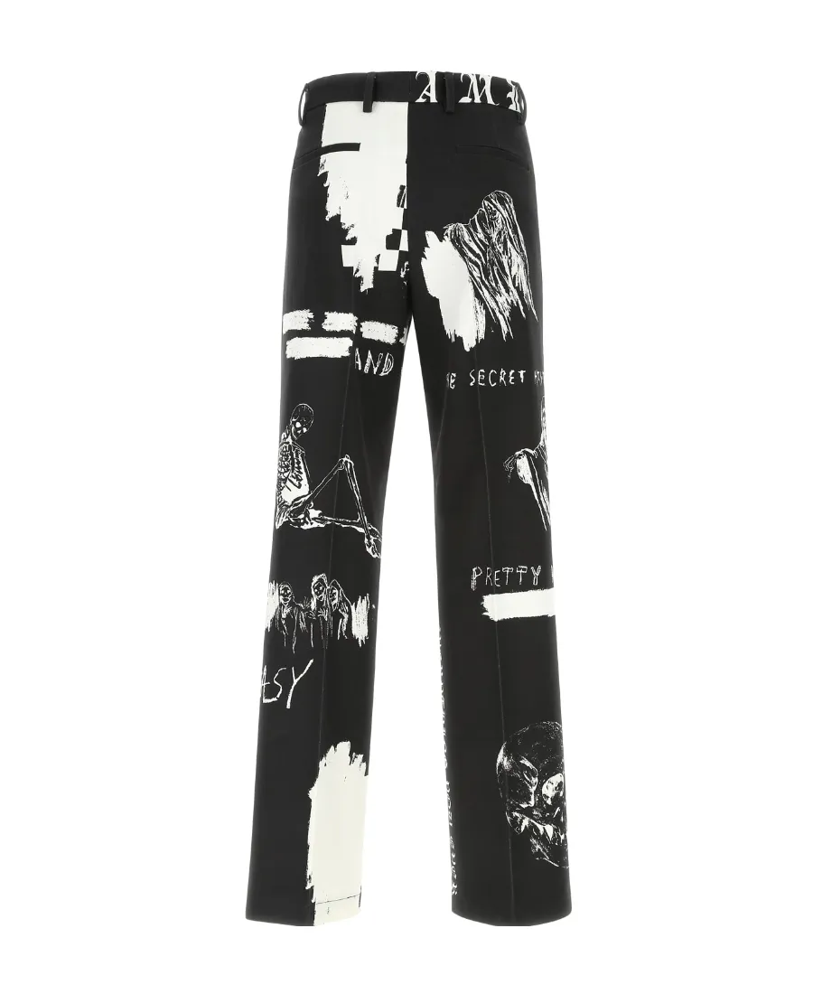 Graphic-Print Straight-Leg Trousers