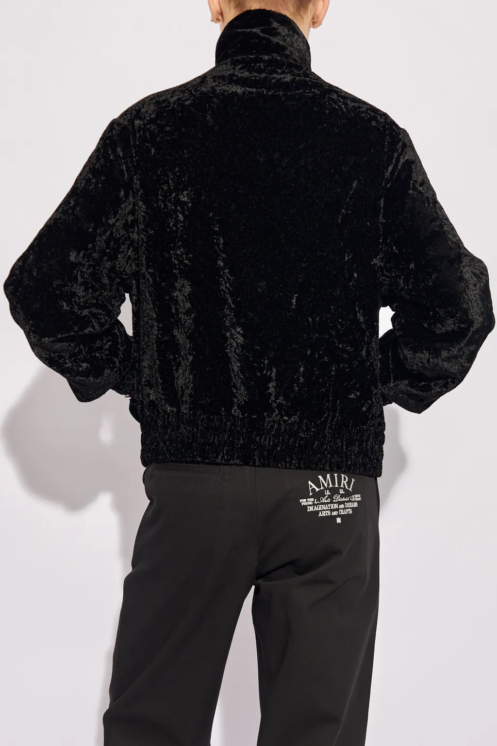 Crushed-Velvet Zip-Up Track Jacket