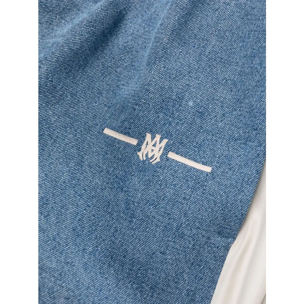 Chambray Wide Leg Track Pants