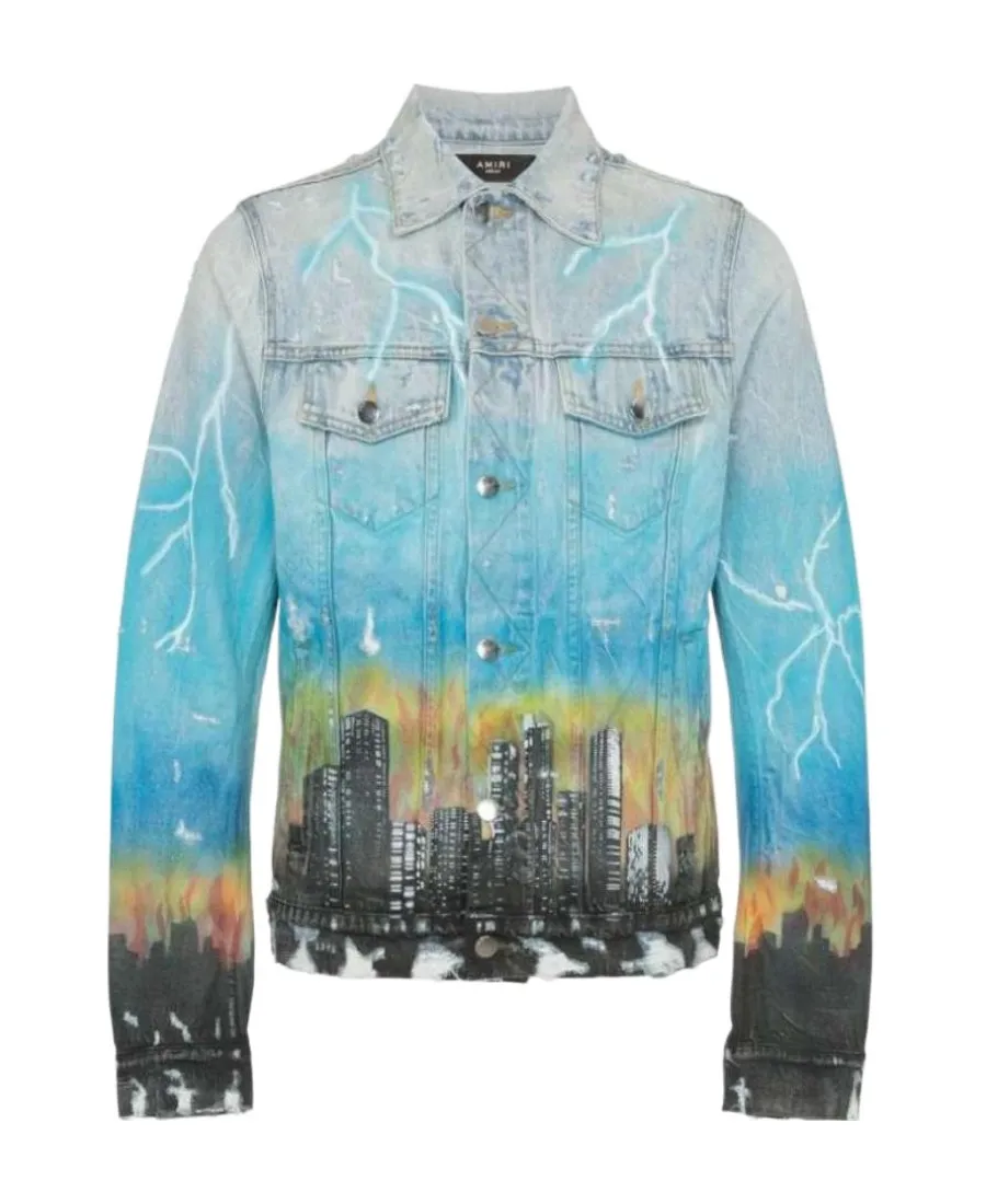 City Pattern Denim Jacket