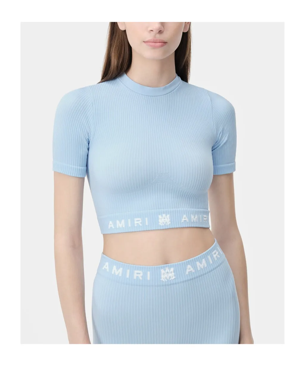 Ribbed Seamless Short-Sleeved Top