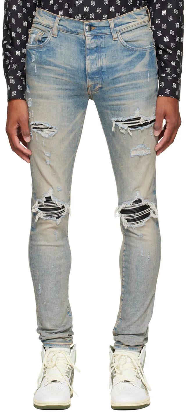 Distressed-Finish Ripped Skinny Jeans