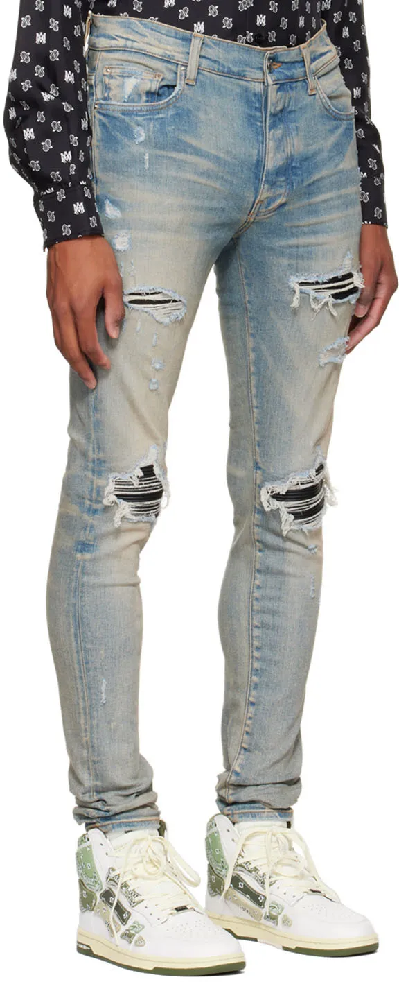 Distressed-Finish Ripped Skinny Jeans