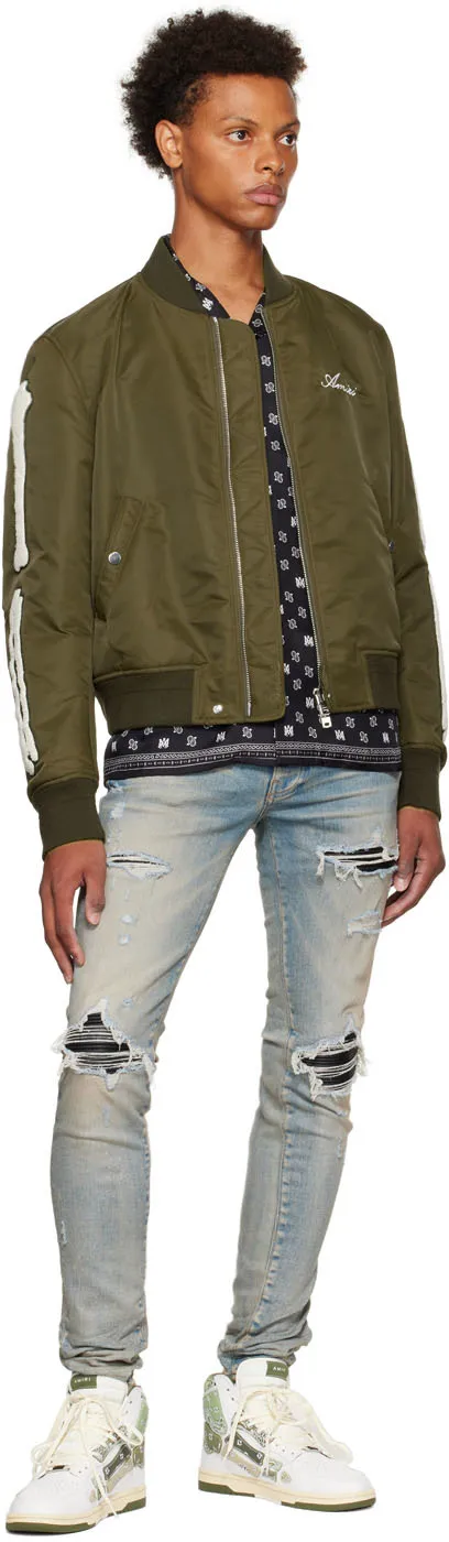 Distressed-Finish Ripped Skinny Jeans