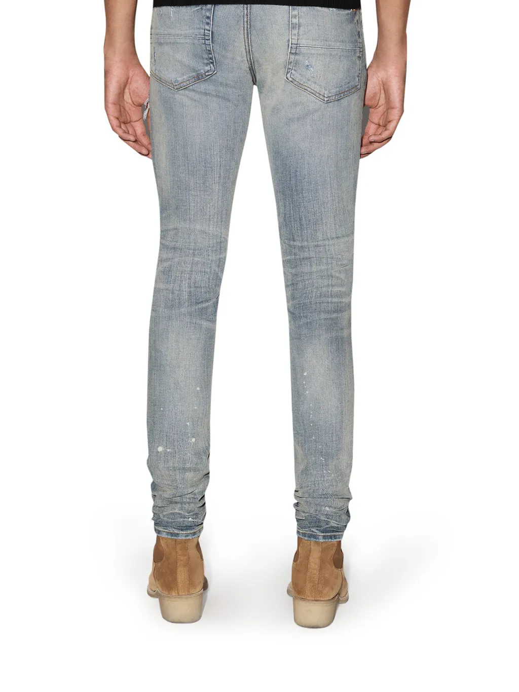 Distressed-Finish Ripped Skinny Jeans