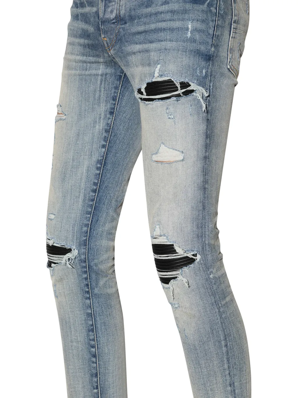 Distressed-Finish Ripped Skinny Jeans