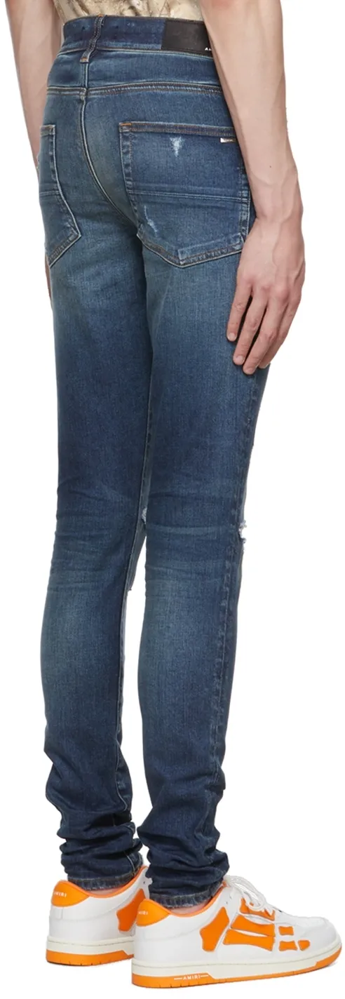 Ripped-Detail Straight-Leg Jeans