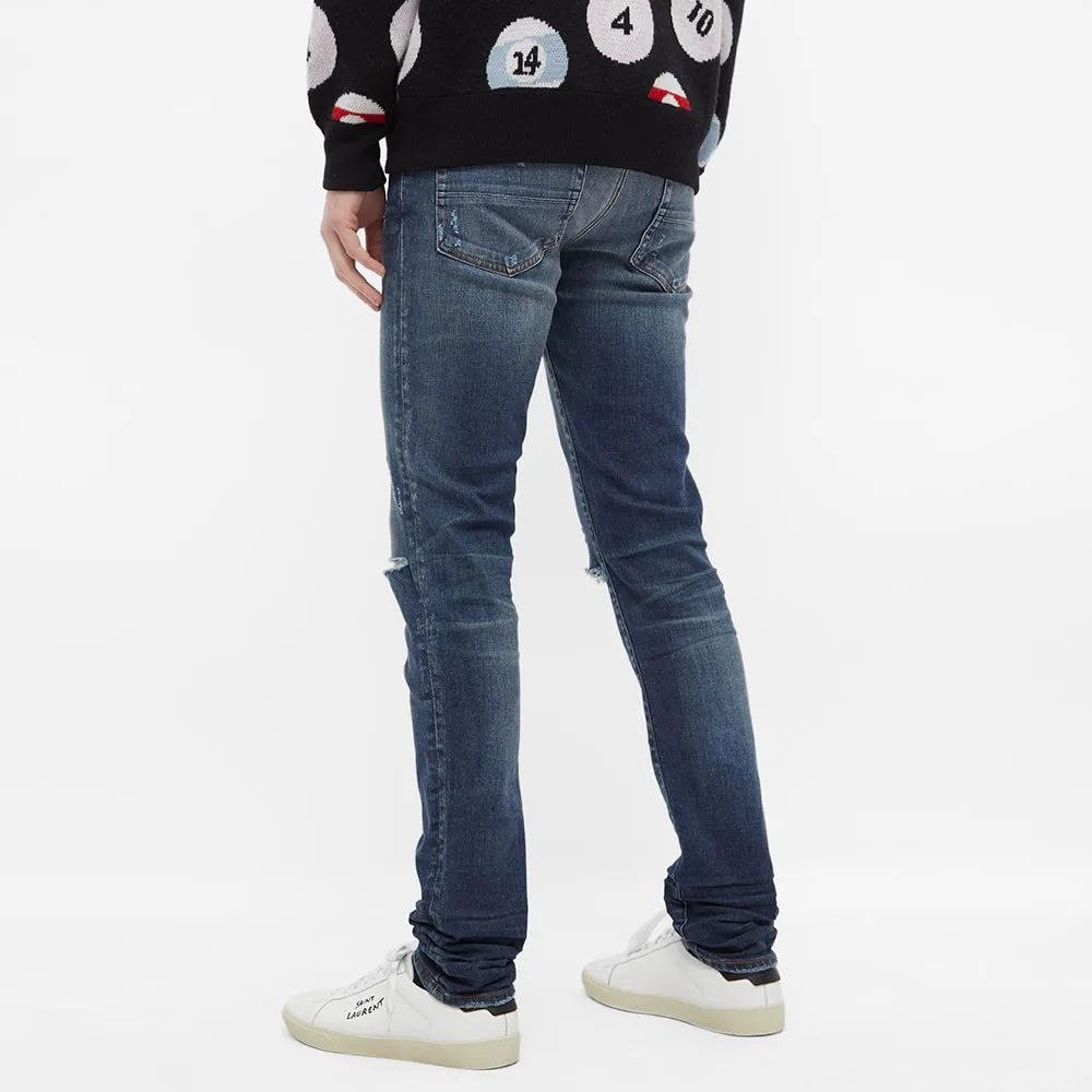 Ripped-Detail Straight-Leg Jeans