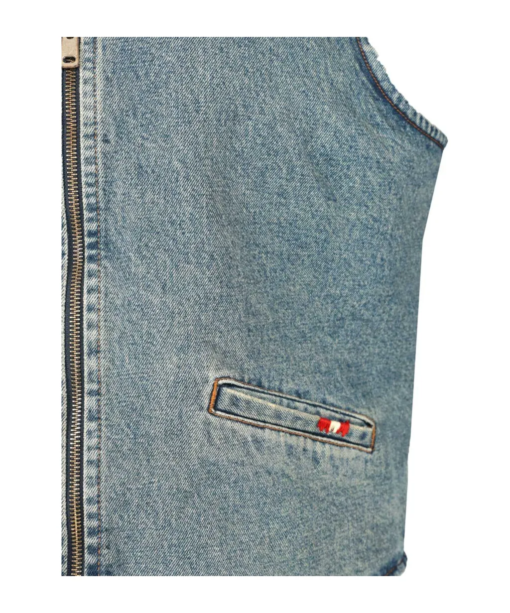 Zip-Front Denim Vest
