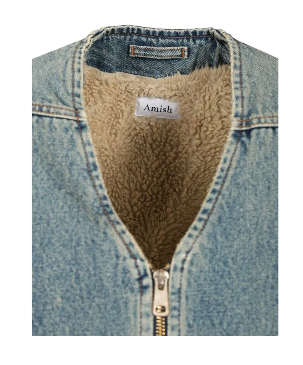 Zip-Front Denim Vest
