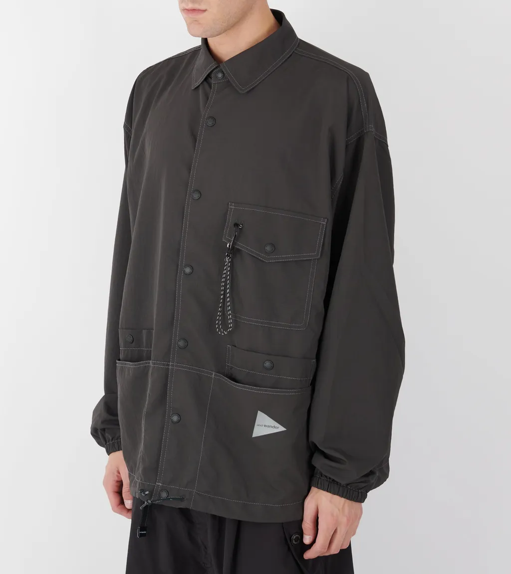 Crinkled Nylon Shirt Jacket