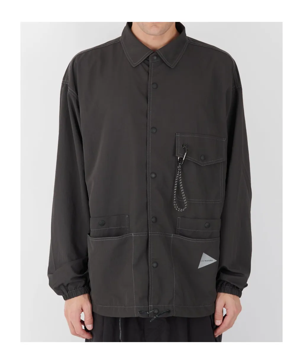 Crinkled Nylon Shirt Jacket