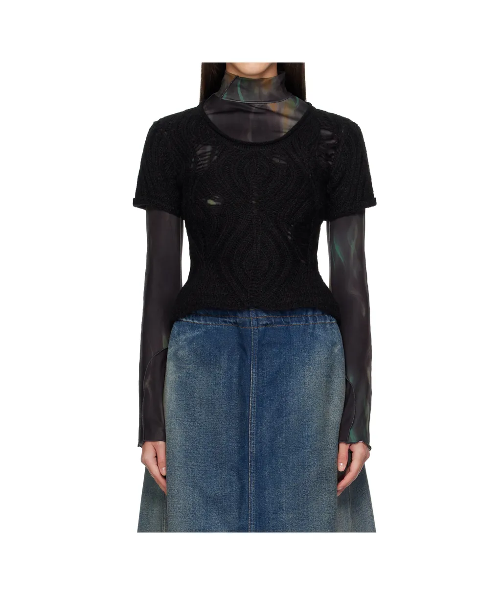 Cap Sleeve Sweater Layered Tee