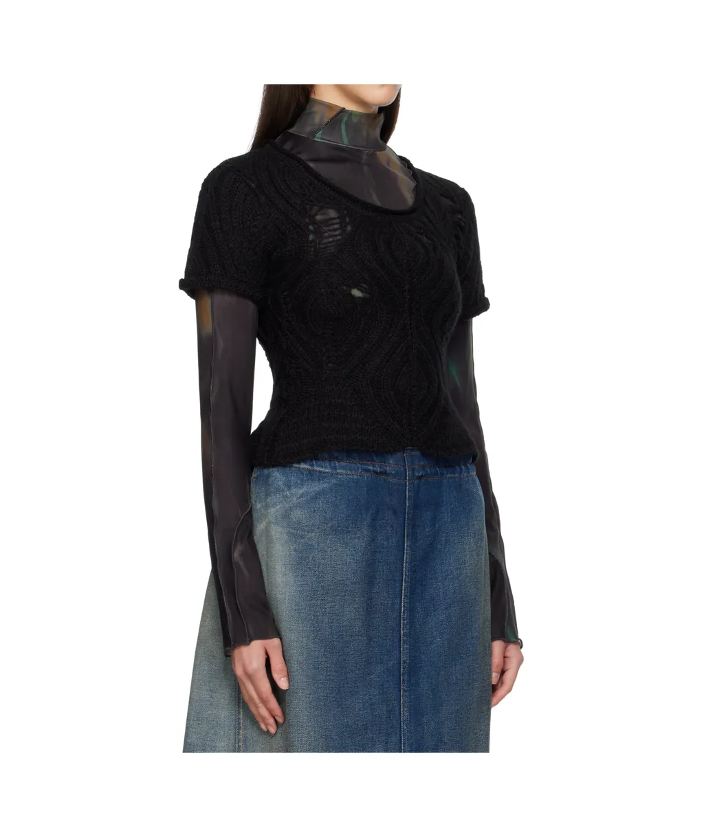 Cap Sleeve Sweater Layered Tee