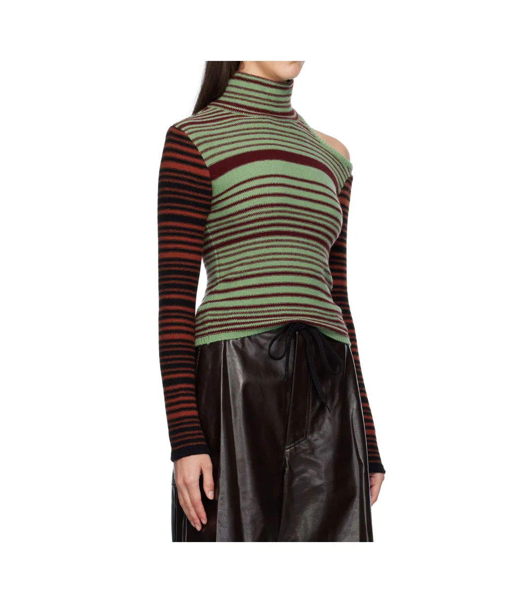 Elodie Multi-Striped Cutout Turtleneck