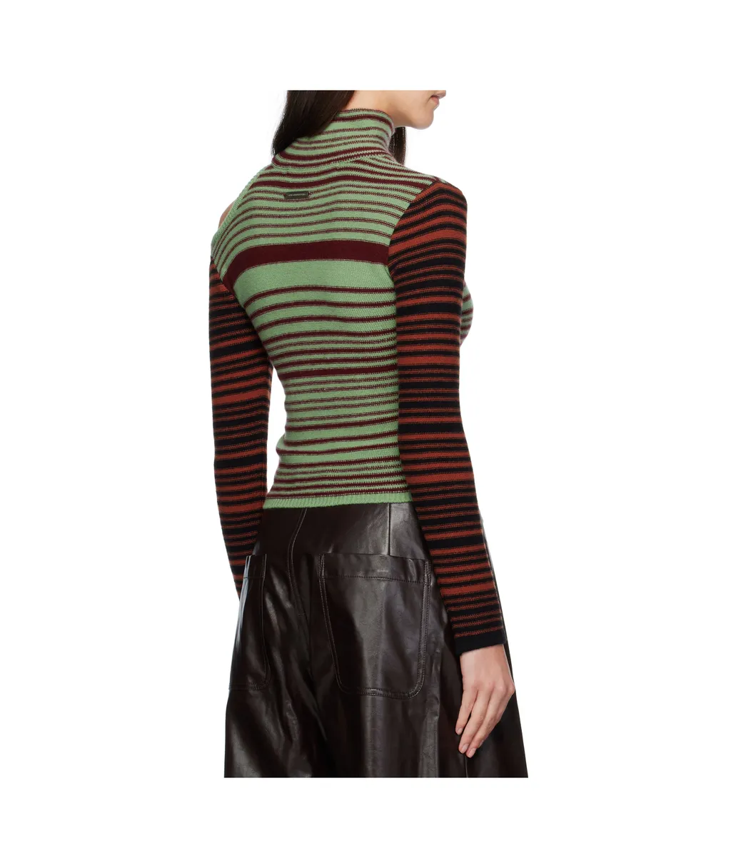 Elodie Multi-Striped Cutout Turtleneck
