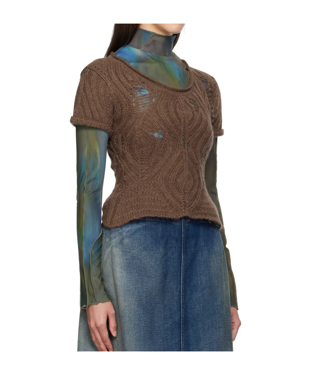 Cap Sleeve Sweater Layered Tee