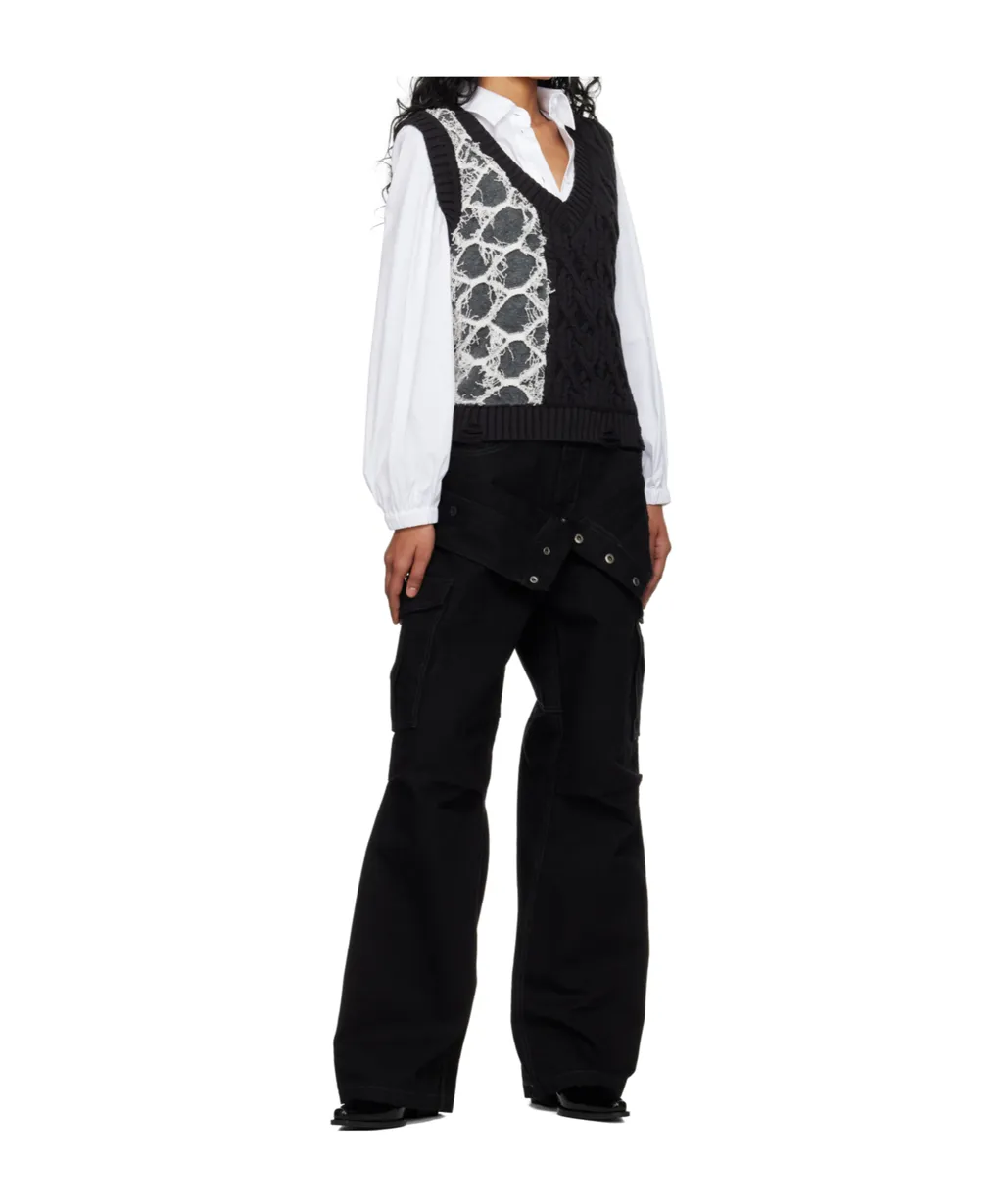 Double-Waisted Cargo Wide-Leg Jeans
