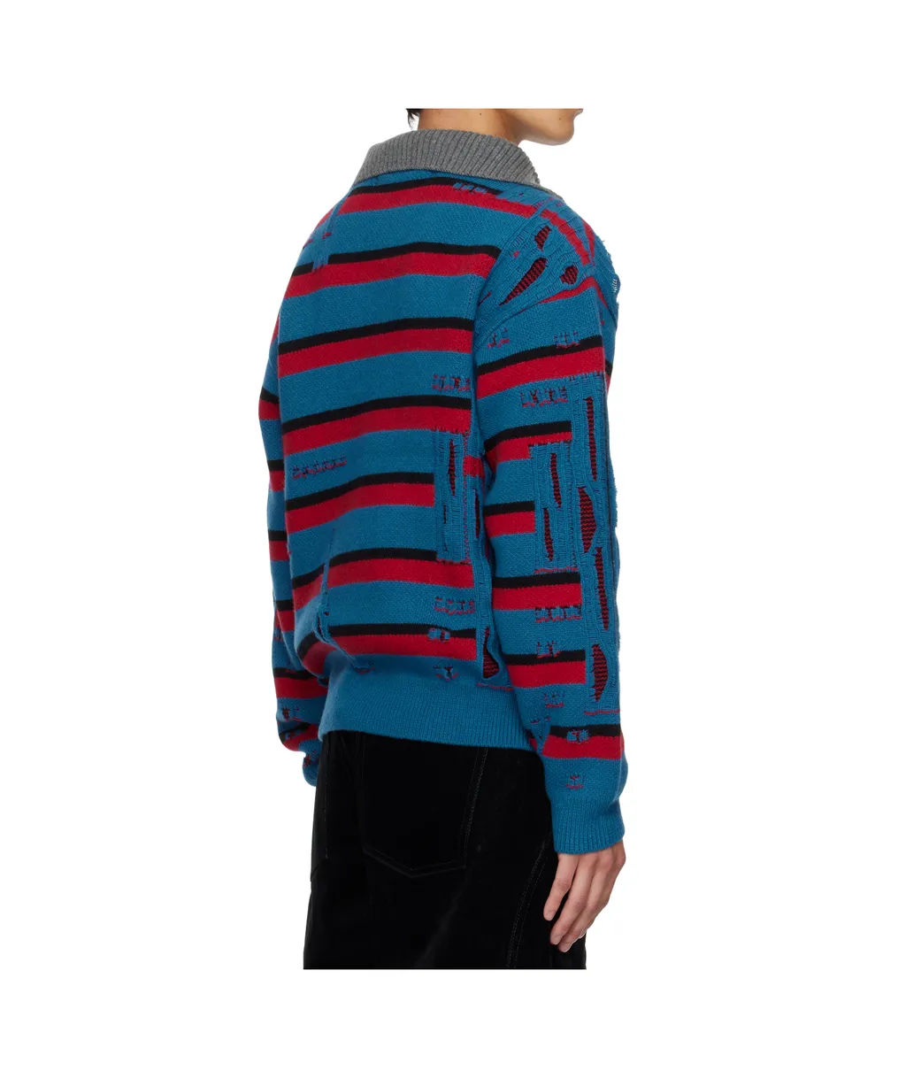 Striped Jacquard Half-Zip Sweater